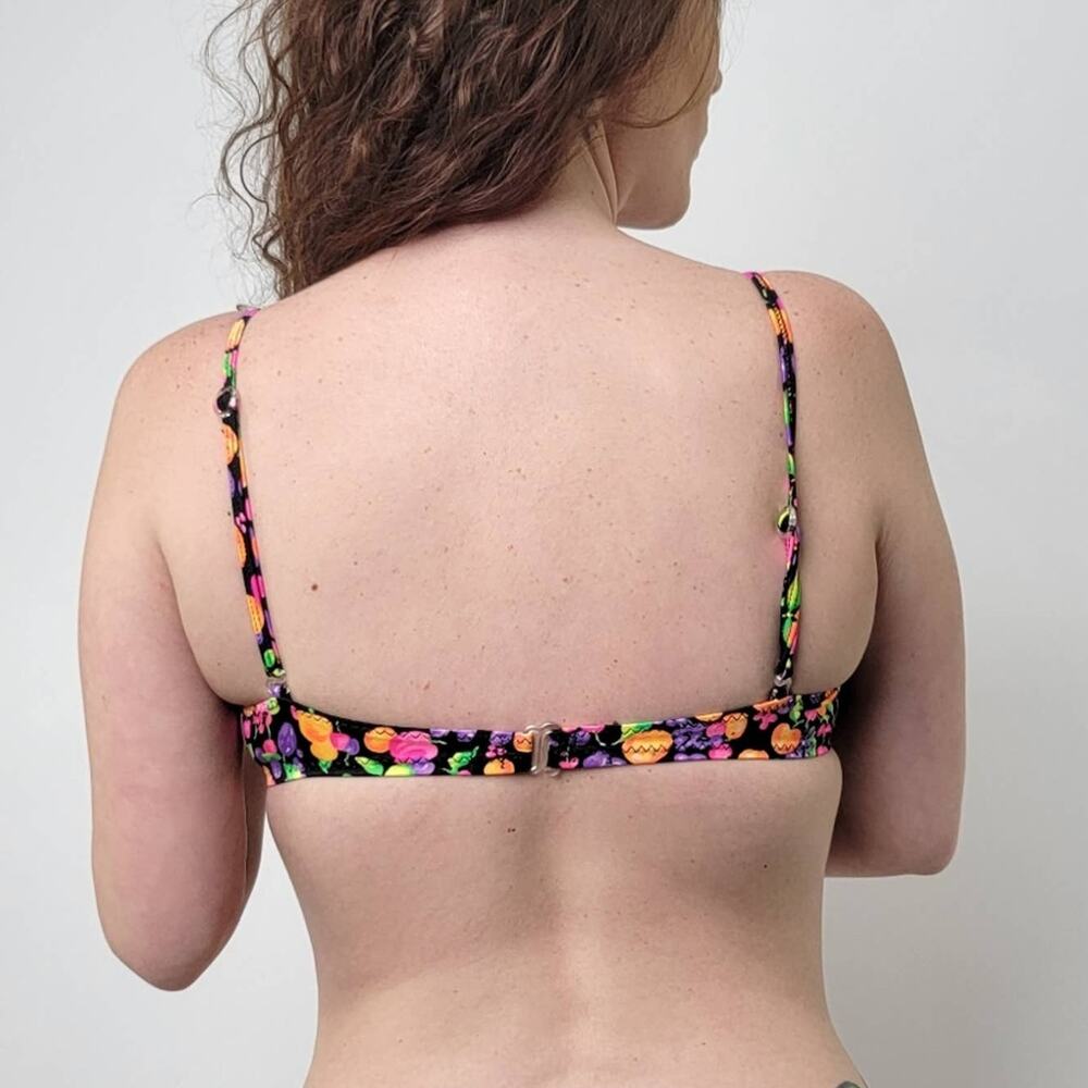 Vintage 90s Colorful Floral and Fruity Bikini Top - L - Picture 4 of 5